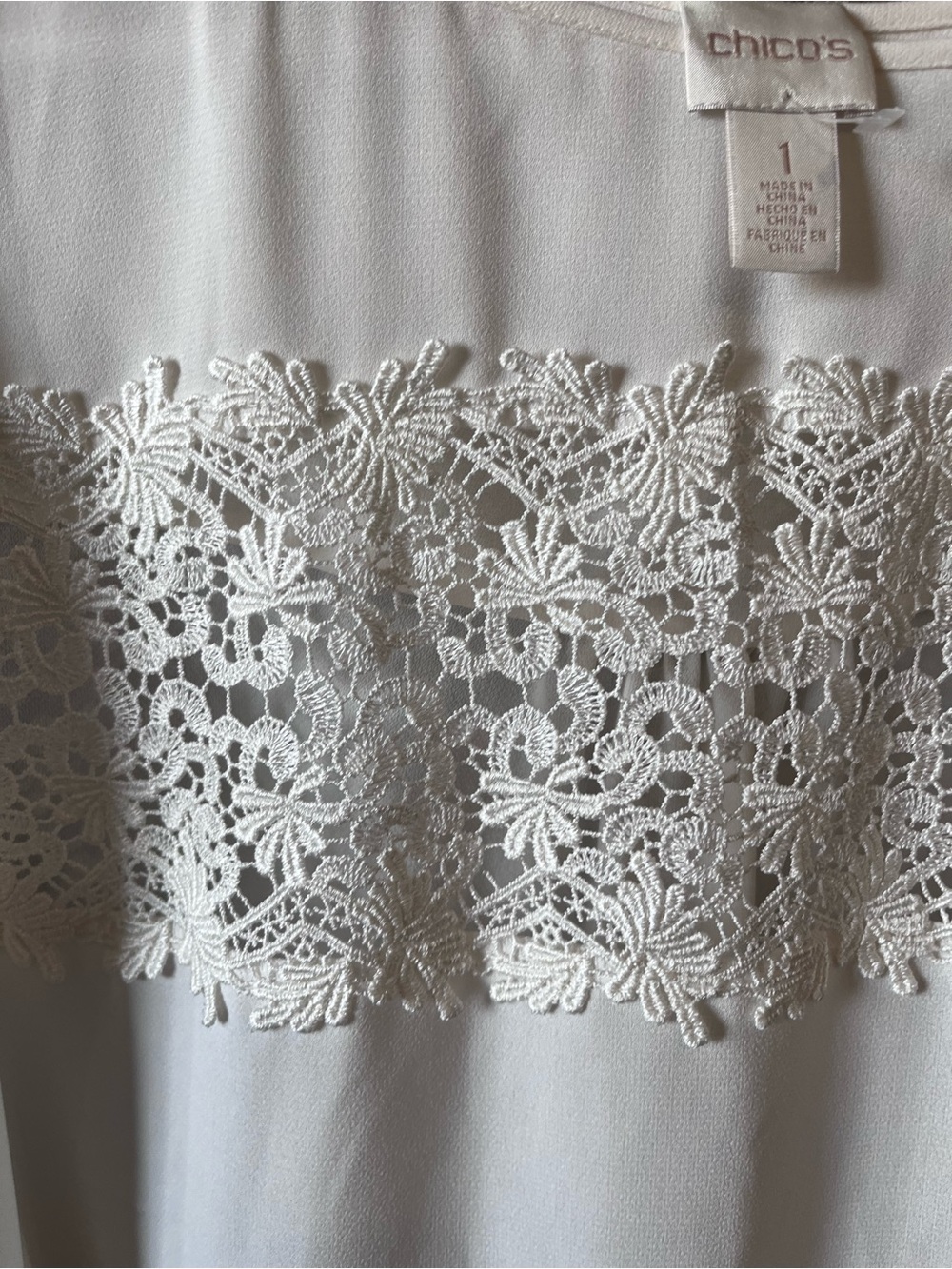 Chico's White Floral Lace Panel Top - Picture 8 of 11